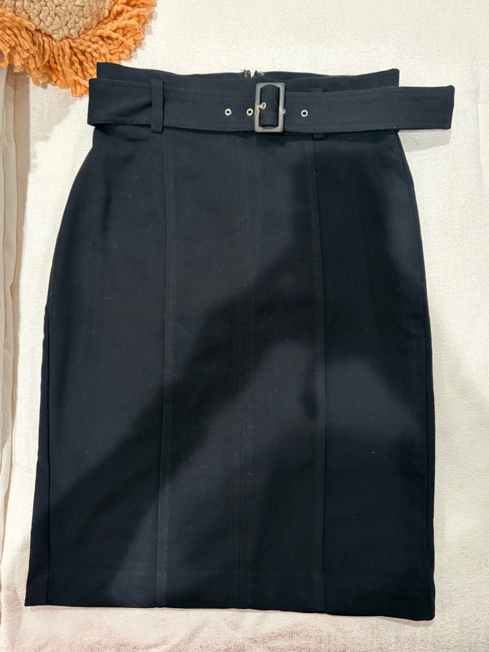 Ann Taylor Black High-Waist Belted Pencil Skirt